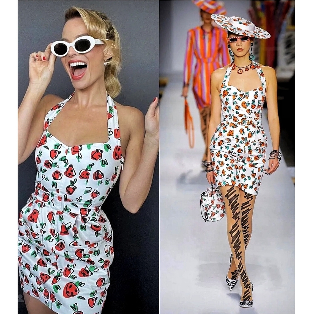 RARE Moschino Couture 2019 RTW Strawberry Scribble Knit Dress